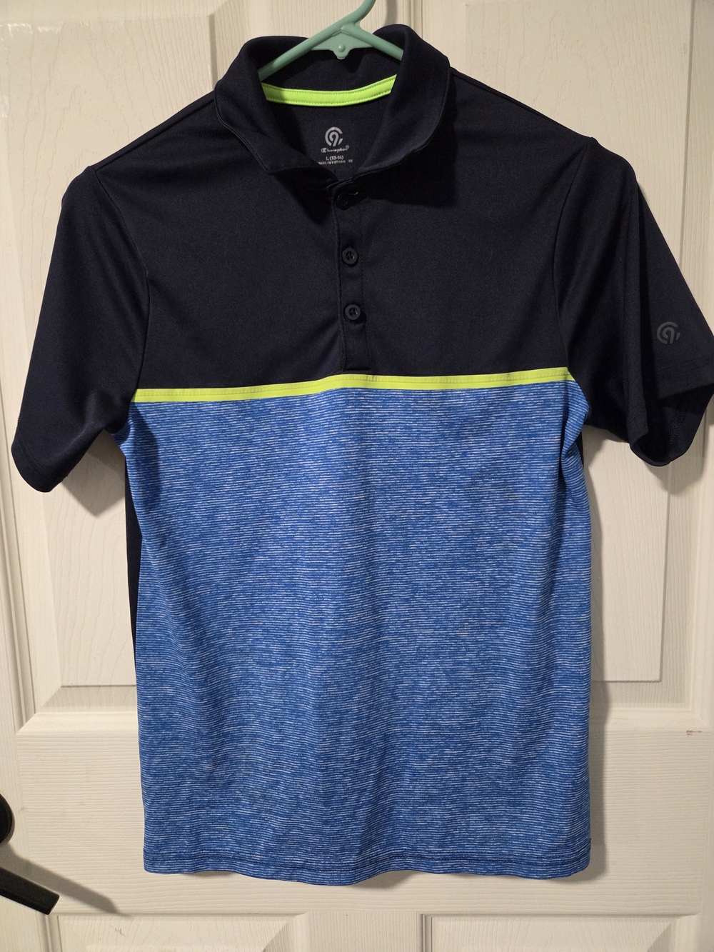 Champion Black and Blue Polo with Lime Trim